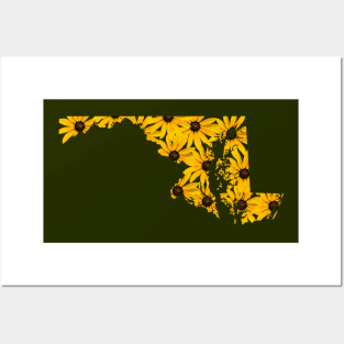 Maryland: Black-Eyed Susans (Green) Posters and Art